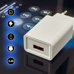 Ładowarka sieciowa USB + kabel USB-C typ C 1m do iPhone 15 szybka 2.4A 12W Denmen Biała