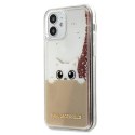 Karl Lagerfeld nakładka do iPhone 12 Pro Max 6,7" KLHCP12LPABGNU różowo-złote hard case PEEK A BOO Liquid Glitter