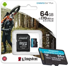 Karta pamięci Kingston Canvas Go Plus microSD 64GB 170/70MB/s Adapter