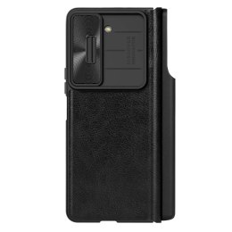 Skórzane etui z klapką i osłoną aparatu do Samsung Galaxy Z Fold 5 Nillkin Qin Leather Pro - czarne