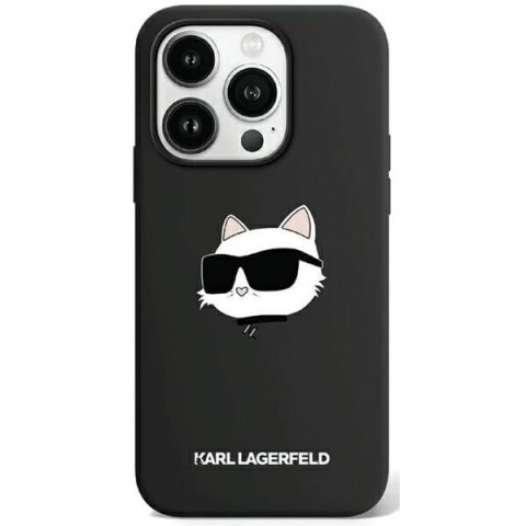 Karl Lagerfeld nakładka do iPhone 15 Pro 6,1" KLHMP15LSCHPPLK czarna HC Magsafe silicone sil Choupette head print