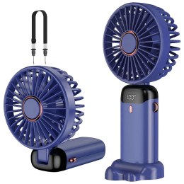 Wentylator wiatrak wiatraczek ręczny bezprzewodowy Alogy biurkowy przenośny do ręki z uchwytem na telefon USB-C granatowy