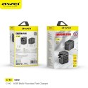 AWEI Adapter siec 2xUSB+3xUSB-C C-40 65W 4w1 US/AU/EU/UK czarny/black Univesal Travel GaN Charger