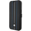 BMW BMBKP15X22RVSK iPhone 15 Pro Max 6.7" czarny/black bookcase Leather Stamp Blue Lines