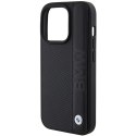 BMW BMHCP15X22RDPK iPhone 15 Pro Max 6.7" czarny/black hardcase Leather Textured & Stripe