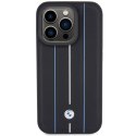 BMW BMHCP15X22RVSK iPhone 15 Pro Max 6.7" czarny/black hardcase Leather Stamp Blue Lines