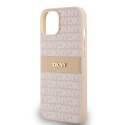 DKNY DKHCP14SPRTHSLP iPhone 14 / 15 / 13 6.1" różowy/pink hardcase Leather Mono Stripe & Metal Logo