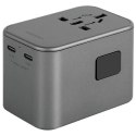 ENERGEA ład. siec. 1xUSB+2xUSB-C PD-PPS-QC 3.0 65W 1A2C adapter 4w1 US/UA/EU/UK szary/gunmetal Travelworld Adapter GaN65W