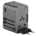 ENERGEA ład. siec. 1xUSB+2xUSB-C PD-PPS-QC 3.0 65W 1A2C adapter 4w1 US/UA/EU/UK szary/gunmetal Travelworld Adapter GaN65W