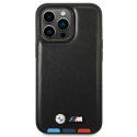 Etui BMW BMHCP14L22PTDK iPhone 14 Pro 6,1" czarny/black Leather Stamp Tricolor