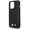 Etui BMW BMHCP14L22PTDK iPhone 14 Pro 6,1" czarny/black Leather Stamp Tricolor