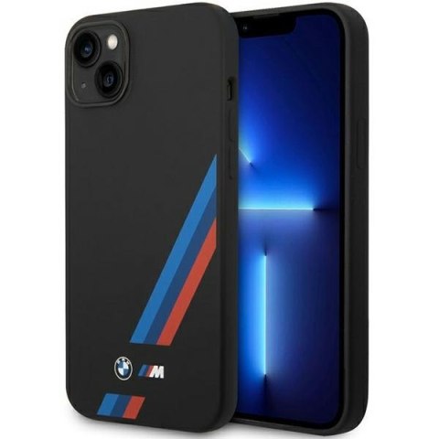 Etui BMW BMHCP14M22SOTK iPhone 14 Plus / 15 Plus 6,7" czarny/black Silicone Slanted Sttripes