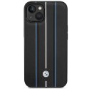 Etui BMW BMHCP14S22RVSK iPhone 14 / 15 / 13 6.1" czarny/black hardcase Leather Stamp Blue Lines