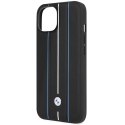 Etui BMW BMHCP14S22RVSK iPhone 14 / 15 / 13 6.1" czarny/black hardcase Leather Stamp Blue Lines