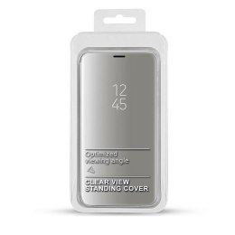 Etui Clear View Samsung A12/M12 srebrny/silver