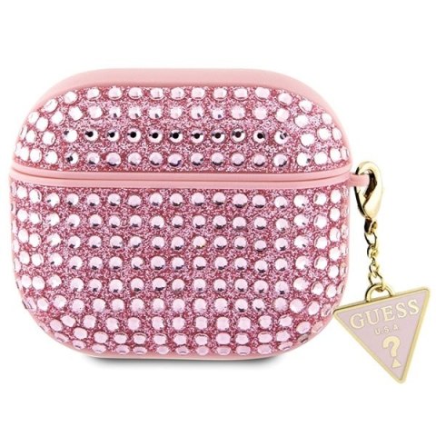 Guess GUA3HDGTPP AirPods 3 cover różowy/pink Rhinestone Triangle Charm