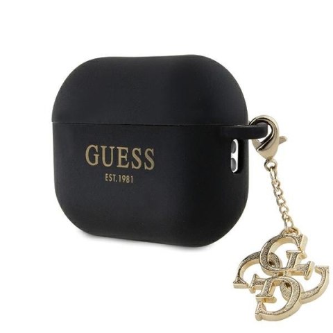 Guess GUAP2LECG4K AirPods Pro 2 (2022/2023) cover czarny/black Liquid Silicone Glitter Triangle Charm