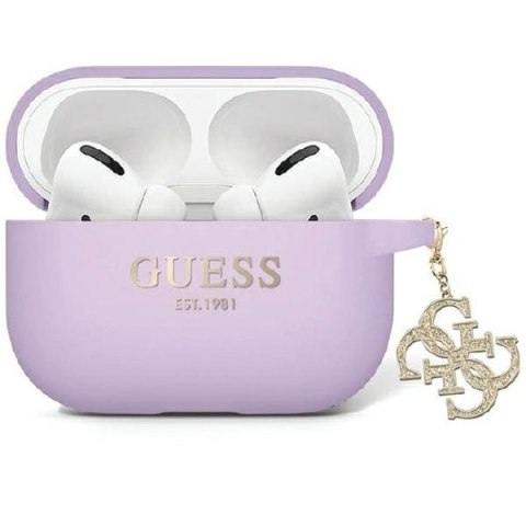 Guess GUAP2LECG4U AirPods Pro 2 (2022/2023) cover fioletowy/purple Liquid Silicone Glitter Triangle Charm