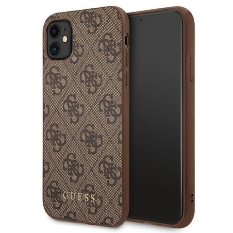 Guess GUHCN61G4GFBR iPhone 11 / Xr 6,1" brązowy/brown hard case 4G Metal Gold Logo