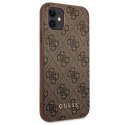 Guess GUHCN61G4GFBR iPhone 11 / Xr 6,1" brązowy/brown hard case 4G Metal Gold Logo