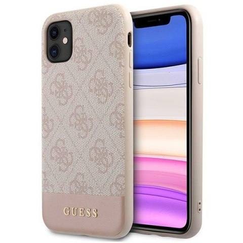 Guess GUHCN61G4GLPI iPhone 11 / Xr 6,1" różowy/pink hard case 4G Stripe Collection