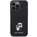 Karl Lagerfeld KLHCP15XSAPKCNPK iPhone 15 Pro Max 6.7" czarny/black hardcase Saffiano Cardslot KC Metal Pin