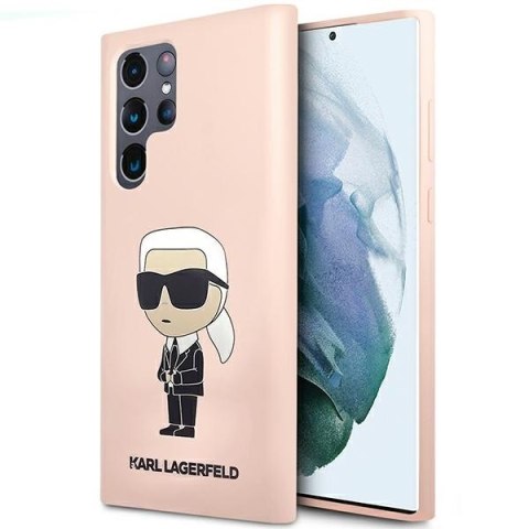 Karl Lagerfeld KLHCS23LSNIKBCP Sam S23 Ultra S918 hardcase różowy/pink Silicone Ikonik