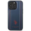 US Polo USHCP14XPFAV iPhone 14 Pro Max 6,7" granatowy/navy blue Leather Stitch