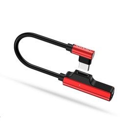 USAMS Adapter AU04 USB-C - USB-C + 3,5mm czerwony/red SJ248TC02 (US-SJ248)