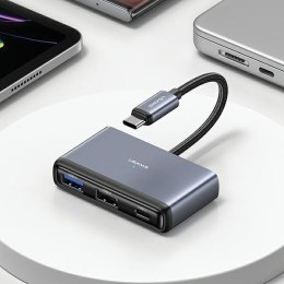 USAMS Adapter HUB 4w1 2xUSB 2.0/USB 3.0/ USB-C szary/dark grey SJ627HUB01 (US-SJ627)