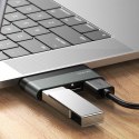 USAMS Adapter USB-C Mini HUB 2xUSB +Micro SD szary/grey SJ463HUB01 (US-SJ463)