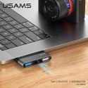 USAMS Adapter USB-C Mini HUB 2xUSB +Micro SD szary/grey SJ463HUB01 (US-SJ463)