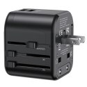 USAMS Adapter siec. 2xUSB T55 12W 4w1 US/AU/EU/UK czarny/black CC173TC01 (US-CC173) Univesal Travel Charger