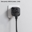 USAMS Adapter siec. 2xUSB T55 12W 4w1 US/AU/EU/UK czarny/black CC173TC01 (US-CC173) Univesal Travel Charger