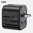 USAMS Adapter siec. 2xUSB T55 12W 4w1 US/AU/EU/UK czarny/black CC173TC01 (US-CC173) Univesal Travel Charger