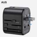 USAMS Adapter siec. 2xUSB T55 12W 4w1 US/AU/EU/UK czarny/black CC173TC01 (US-CC173) Univesal Travel Charger