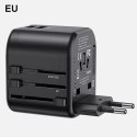 USAMS Adapter siec. 2xUSB T55 12W 4w1 US/AU/EU/UK czarny/black CC173TC01 (US-CC173) Univesal Travel Charger