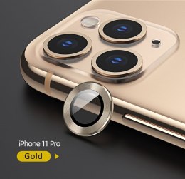 USAMS Camera Lens Glass iPhone 11 Pro metal ring złoty/gold BH571JTT04 (US-BH571)