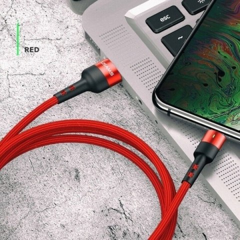 USAMS Kabel pleciony U26 lightning 1m 1szt. for set 2A Fast Charging czerwony/red SJ311IP02 (US-SJ311)