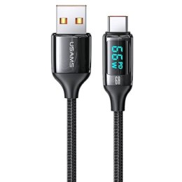 USAMS Kabel pleciony U78 USB-C 1.2m LED 6A Fast Charging czarny/black SJ544USB01 (US-SJ544)