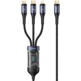 USAMS Kabel pleciony U83 3w1 100W 1,2m Digital Display PD Fast Charge (lightning/microUSB/USB-C) SJ600USB01 (US-SJ600)