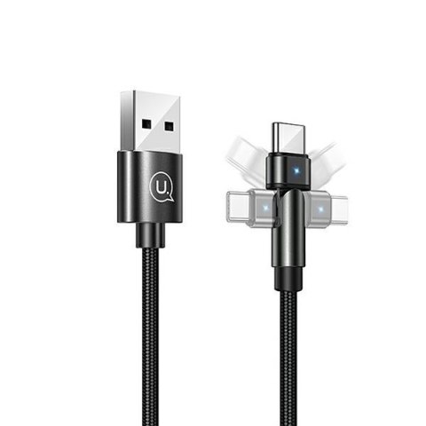 USAMS Kabel pleciony obrotowy U60 2A USB-C czarny/black 1m SJ477USB01 (US-SJ477)