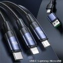 USAMS Kabel U71 3w1 1.2m 6A Fast Charge czarny/black (USB/USB-C na lightning/microUSB/USB-C) SJ511USB01 (US-SJ511)