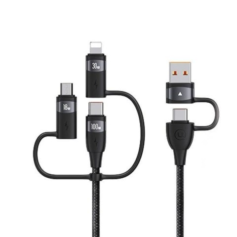 USAMS Kabel U85 2xUSB-C/USB/Micro-USB/ Lightning 6w1 2m 100W PD Fast Charge czarny/black SJ646USB01 (US-SJ646)
