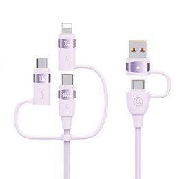 USAMS Kabel U85 2xUSB-C/USB/Micro-USB/ Lightning 6w1 2m 100W PD Fast Charge fioletowy/purple SJ646USB02 (US-SJ646)