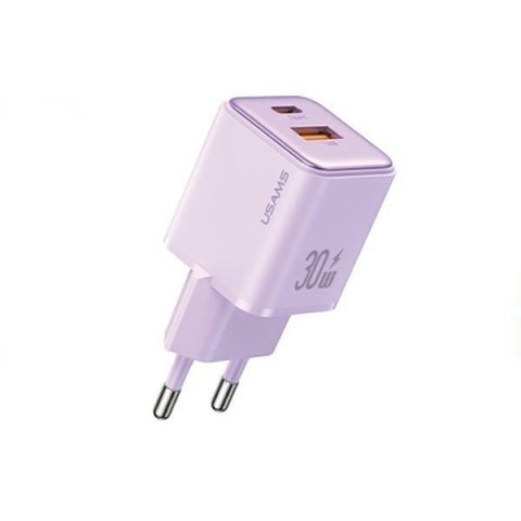 USAMS Ład. siec. 1xUSB+1xUSB-C PD30W 3A (only head) PD3.0 Fast Charging purpurowy/purple X-ron Series CC189TC03 (US-CC189)