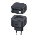 USAMS Ład. siec. 1xUSB-C ze zwijanym kablem USB-C (only head) PD+QC 35W Gan Fast Charging czarny/black XMF Series CC202TC01 (US-