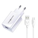 USAMS Ład. siec. 1xUSB T22 18W 3A QC3.0 + kabel USB-C 1m biały/white (T48) T48OCLN01