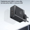 USAMS Ład. siec. 2xUSB-C T54 GaN 40W (only head) PD Fast Charging czarny/black CC172TC01 (US-CC172)