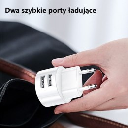 USAMS Ład. siec. 2xUSB T20 2,1A USB-C biały/white round Fast Charging XTXLOGT18TC05